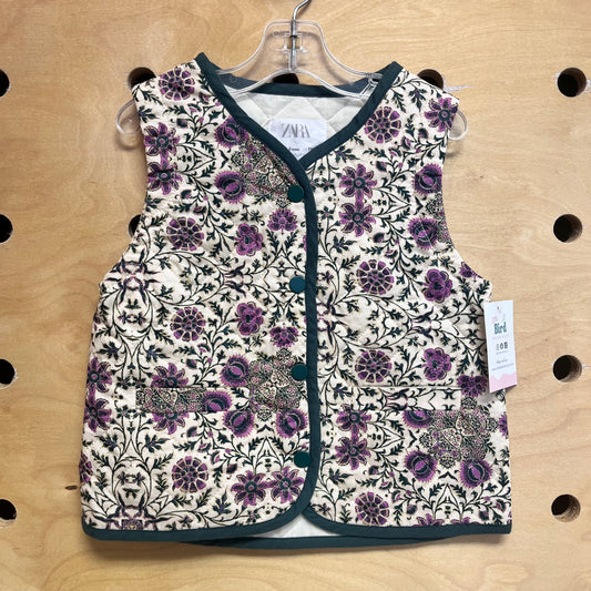 Purple/Green Floral Quilted Vest