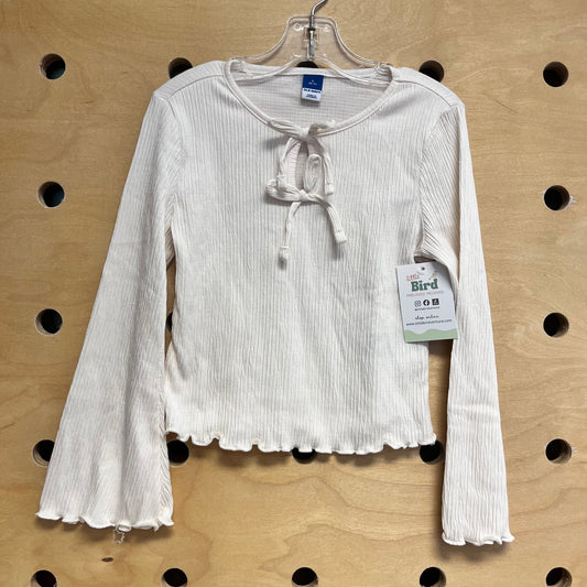 Cream Ribbed Bow Long Sleeve