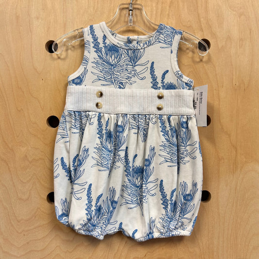 Organic White/Blue Floral Romper