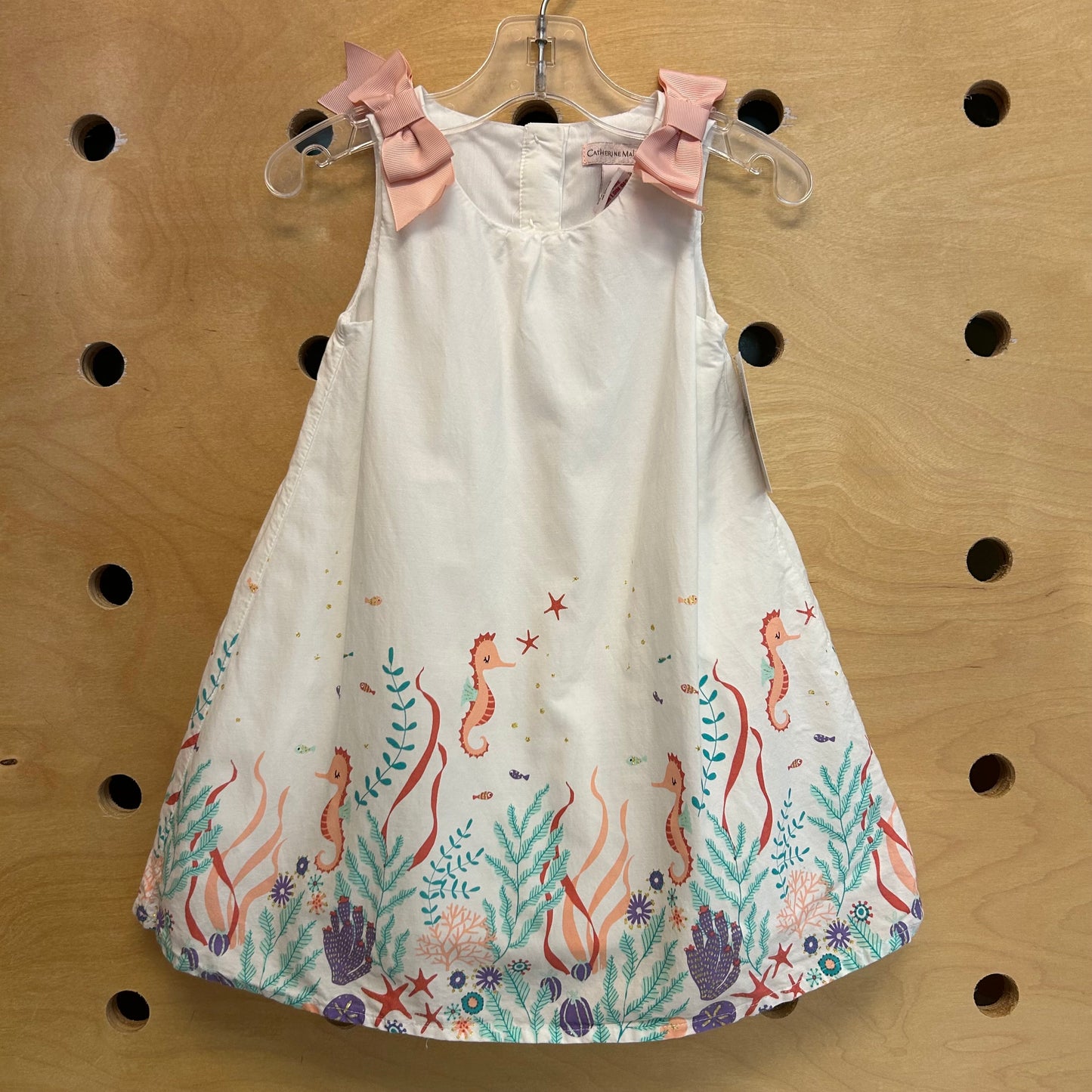 White Linen Seahorse Tank Dress