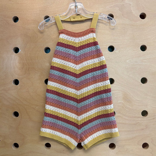Striped Crocheted Halter Romper