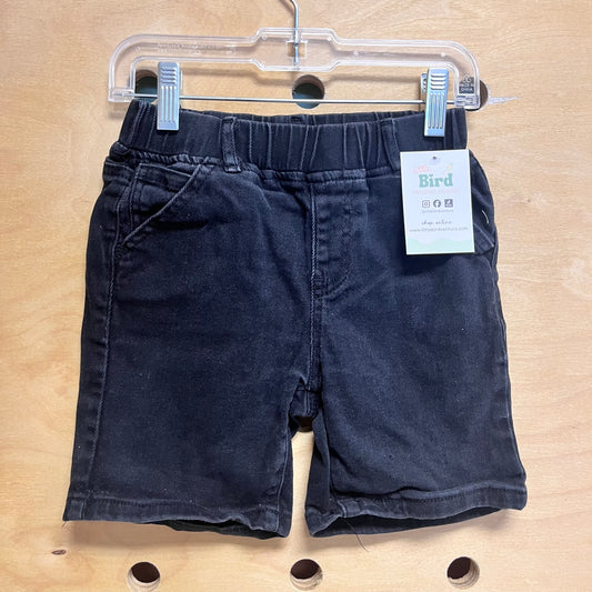 Black Denim Elastic Waist Shorts