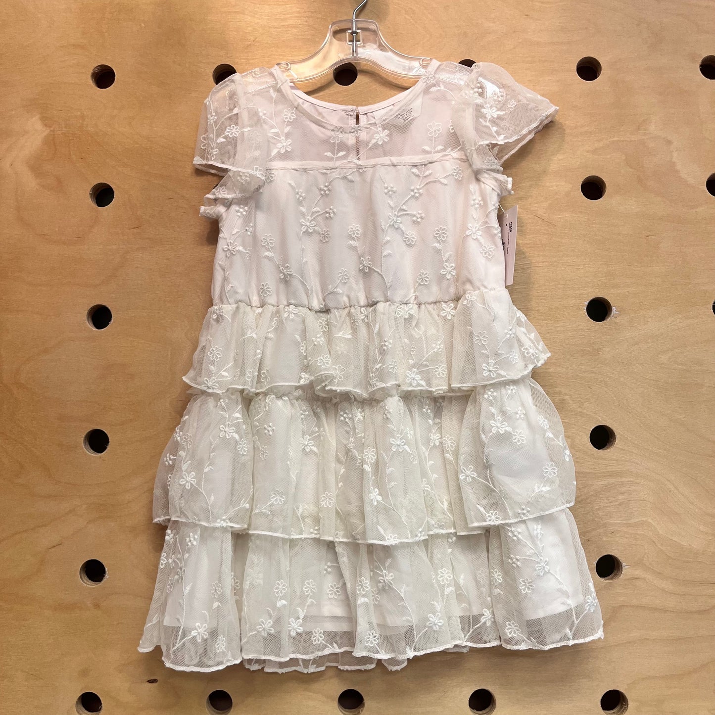 Cream Lace Ruffle Dress