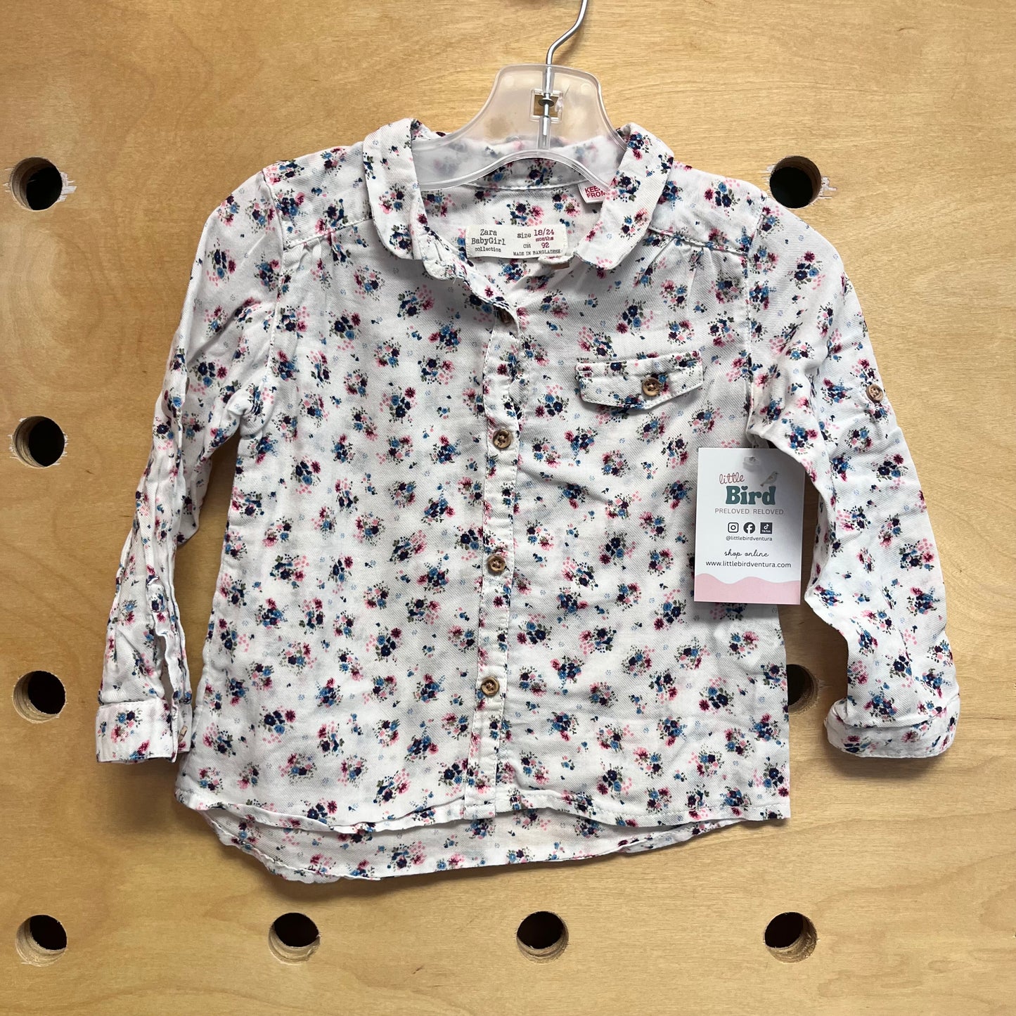 White/Pink Floral Button Up