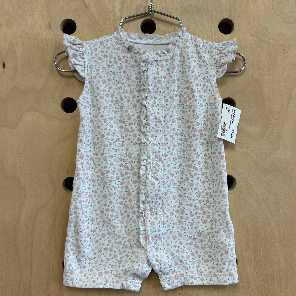 White Floral Pima Cotton Romper