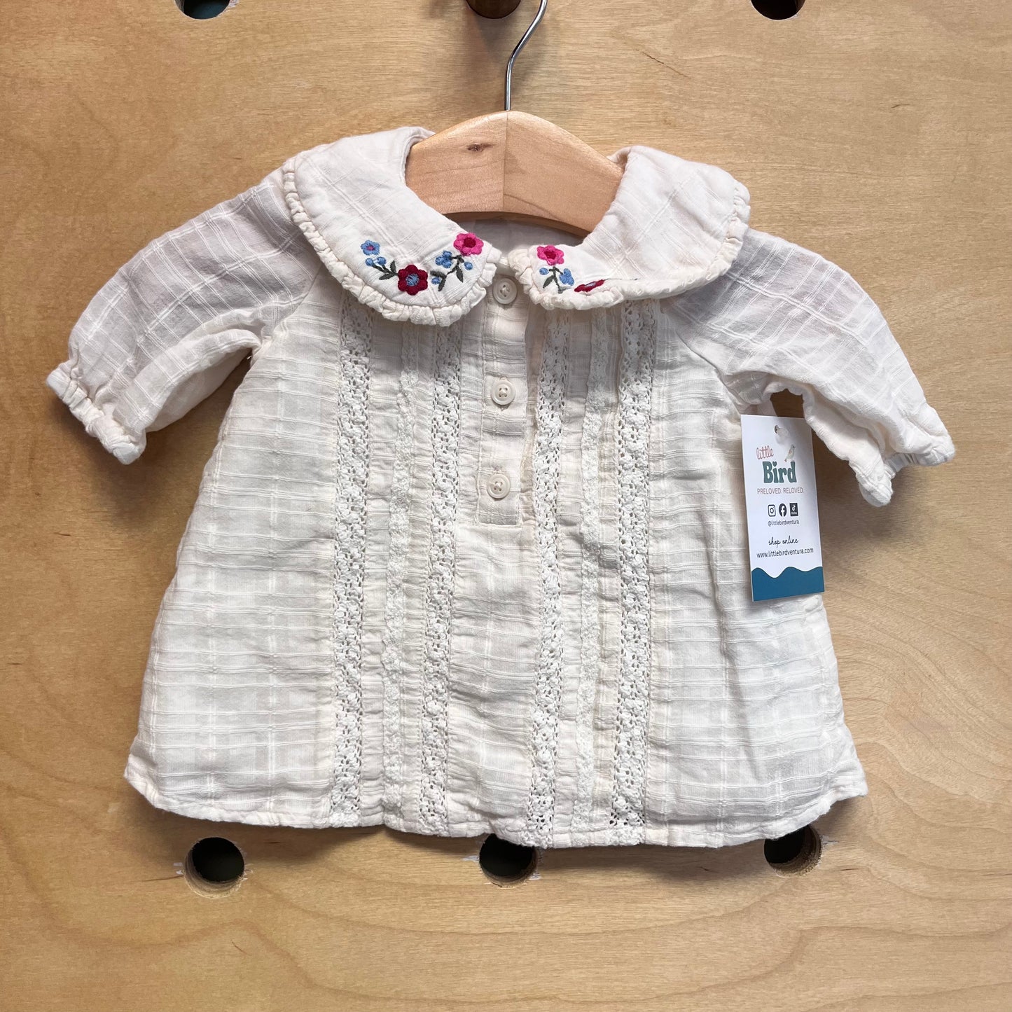 Cream Embroidered Lace LS