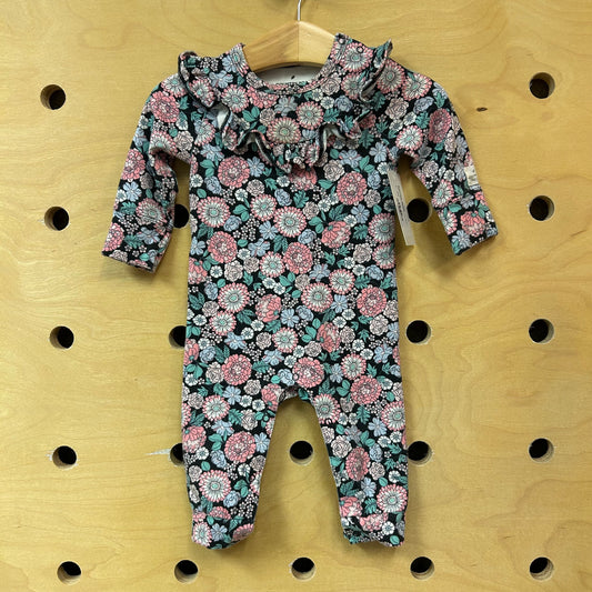 Organic Black/Pink Ruffles Romper