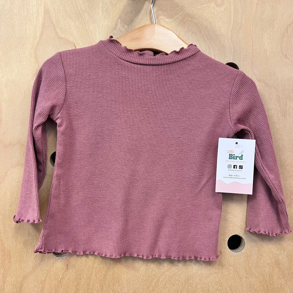 Blush Pink Ribbed LS