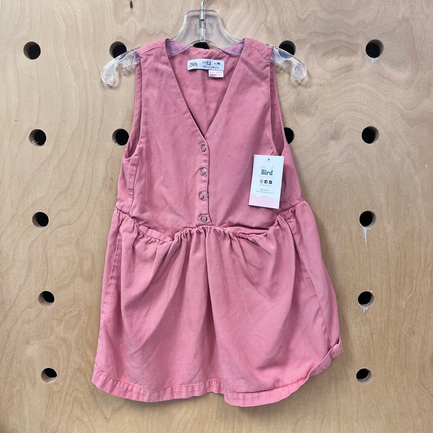 Pink Denim Snap Dress