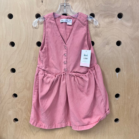 Pink Denim Snap Dress