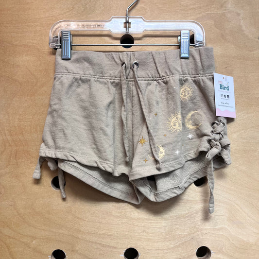 Tan/Gold Suns Side-Tie Shorts
