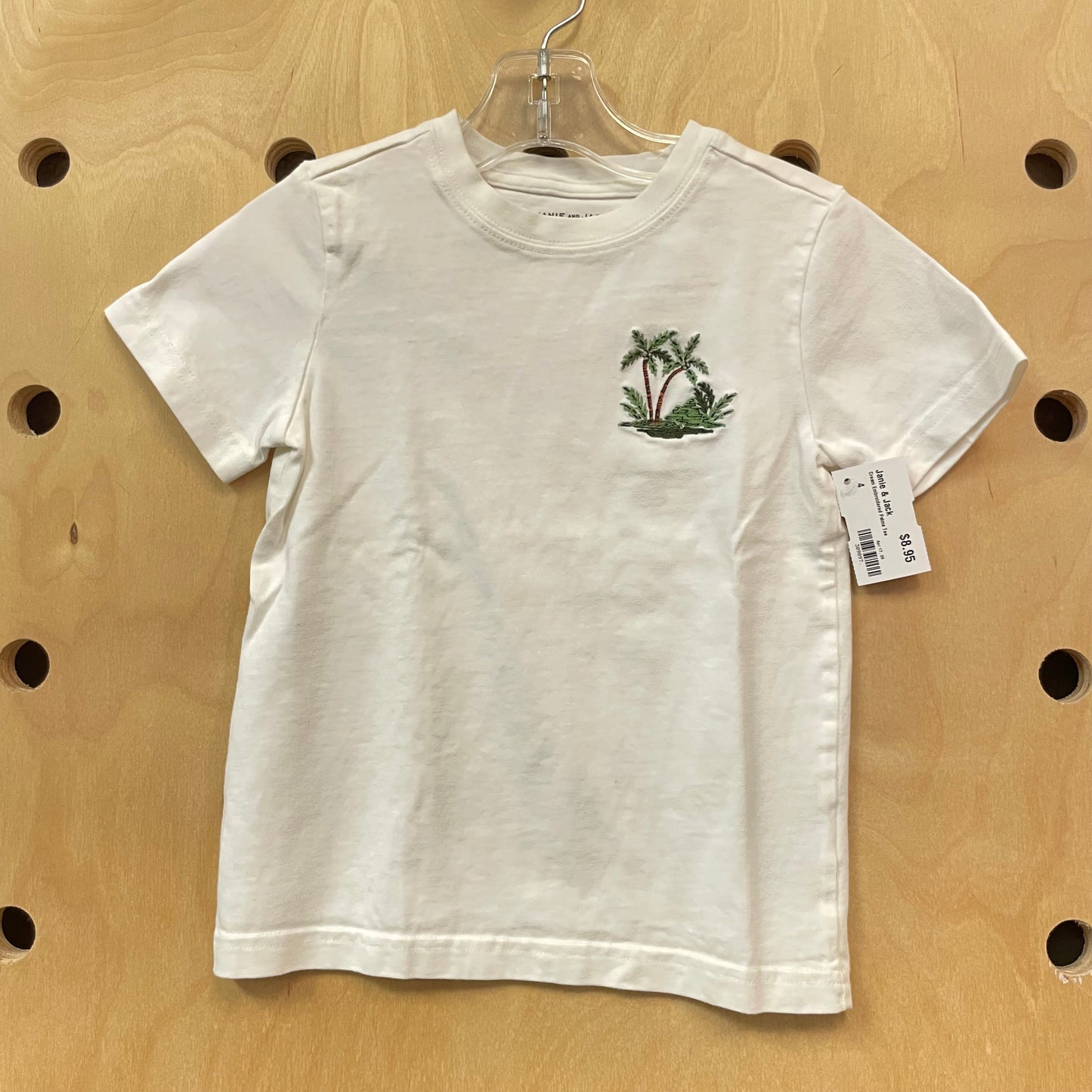 Cream Embroidered Palms Tee