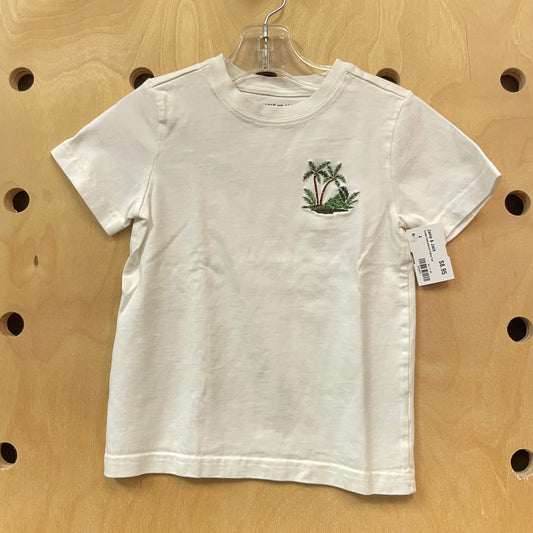 Cream Embroidered Palms Tee