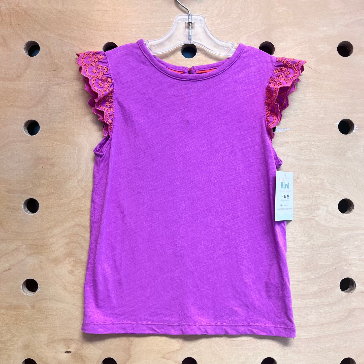 Purple/Orange Eyelett Sleeve Tank