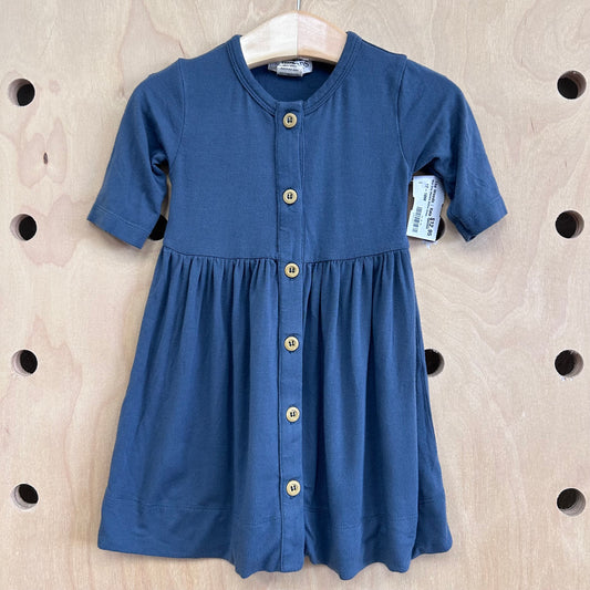 Blue Grey Bamboo Button Dress