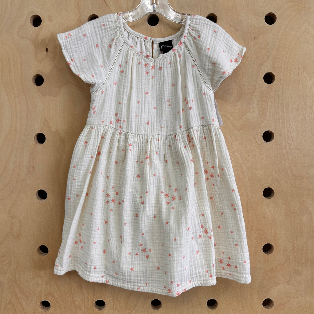 Cream & Pink Starburst Gauze  Dress