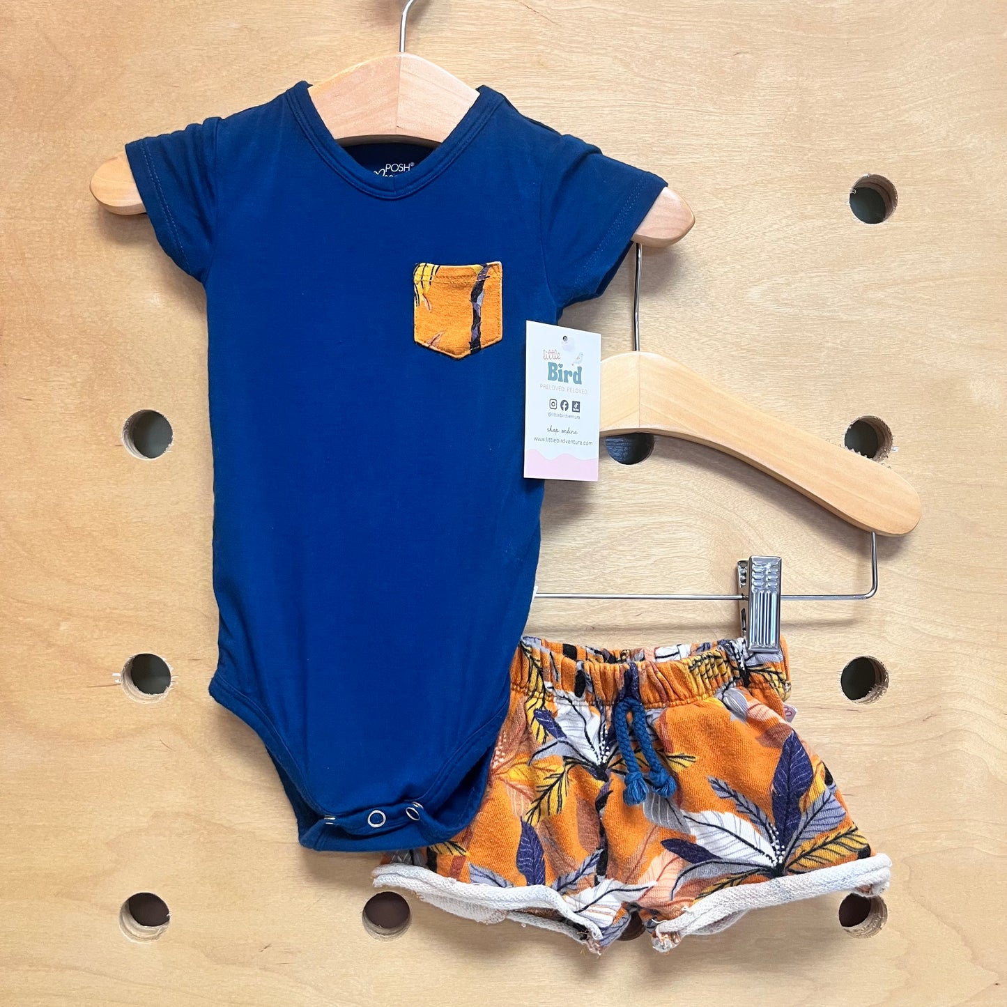 Blue Bamboo/Orange French Terry Outfit