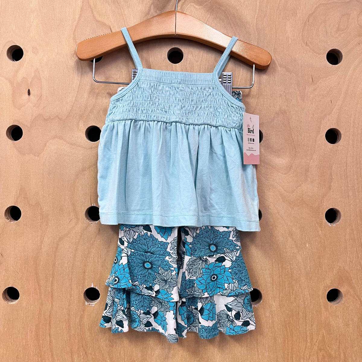 Aqua Smocked + Floral Modal Outfit