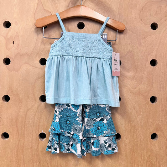 Aqua Smocked + Floral Modal Outfit
