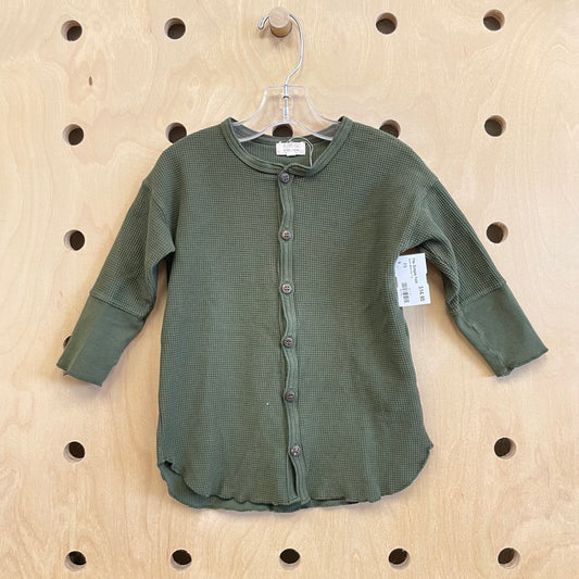 Green Waffle Knit Top