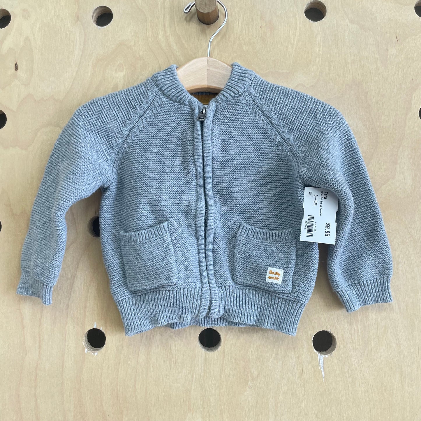 Grey Knit Zip Up Sweater