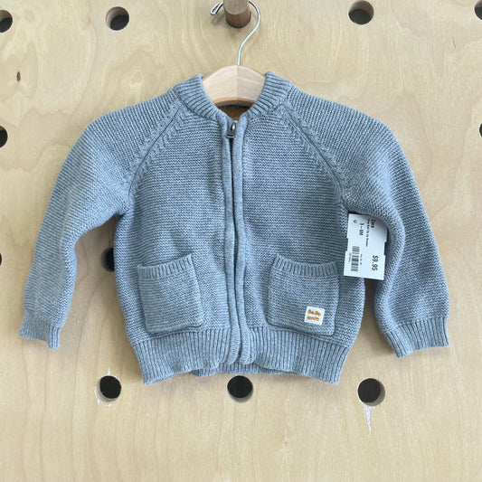 Grey Knit Zip Up Sweater