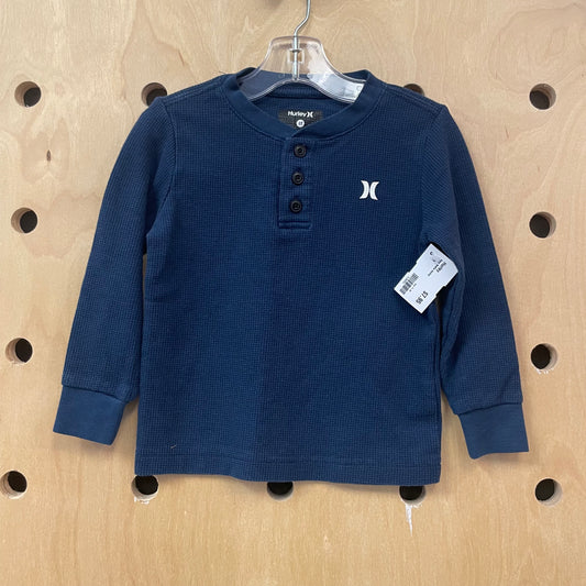 Navy Waffle Henley
