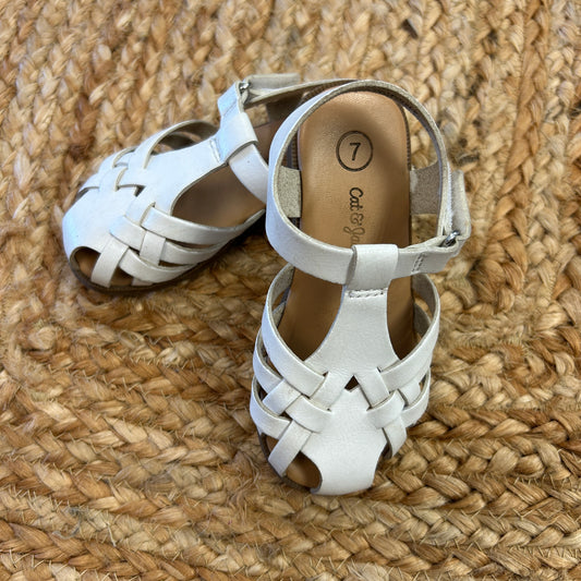 White Basket Weave Sandals