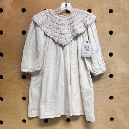 Creme Crochet Collar Cotton Dress