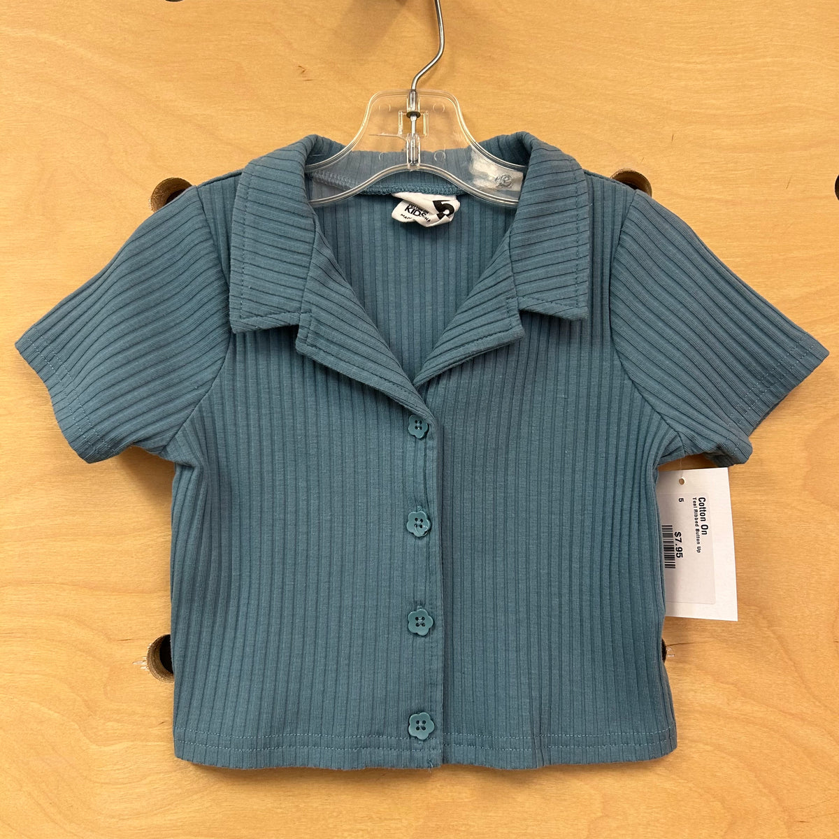 Teal Ribbed Button Up