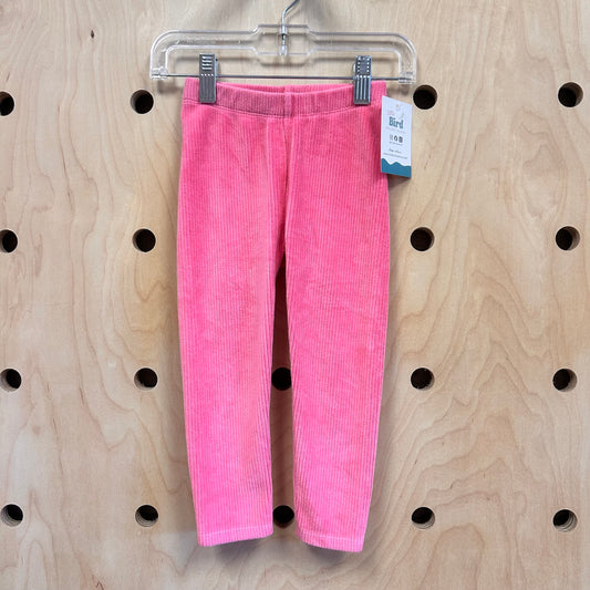 Pink Velour Ribbed Leggings