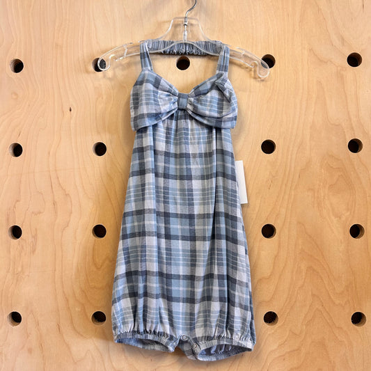 Blue Plaid Bamboo Halter Romper