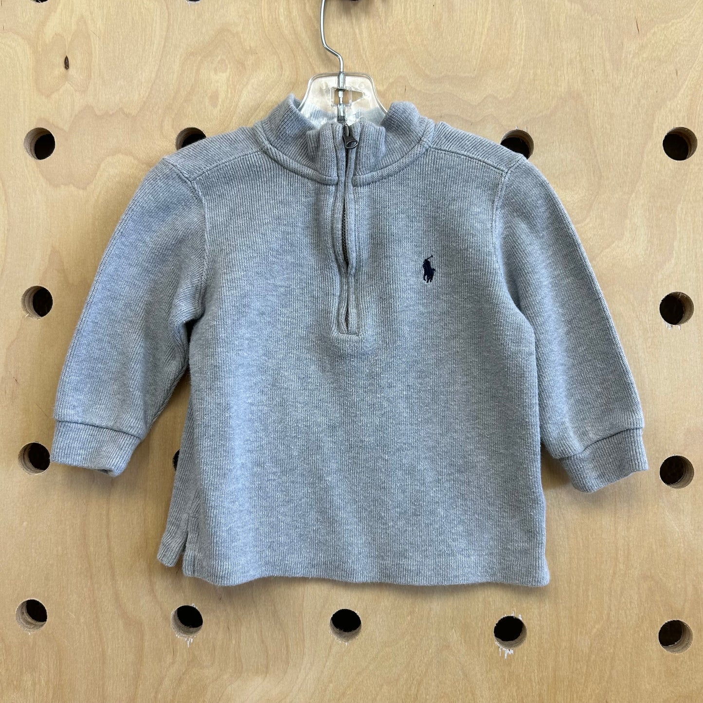 Grey Knit 1/4 Zip Pullover