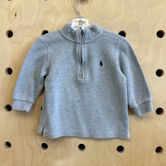 Grey Knit 1/4 Zip Pullover