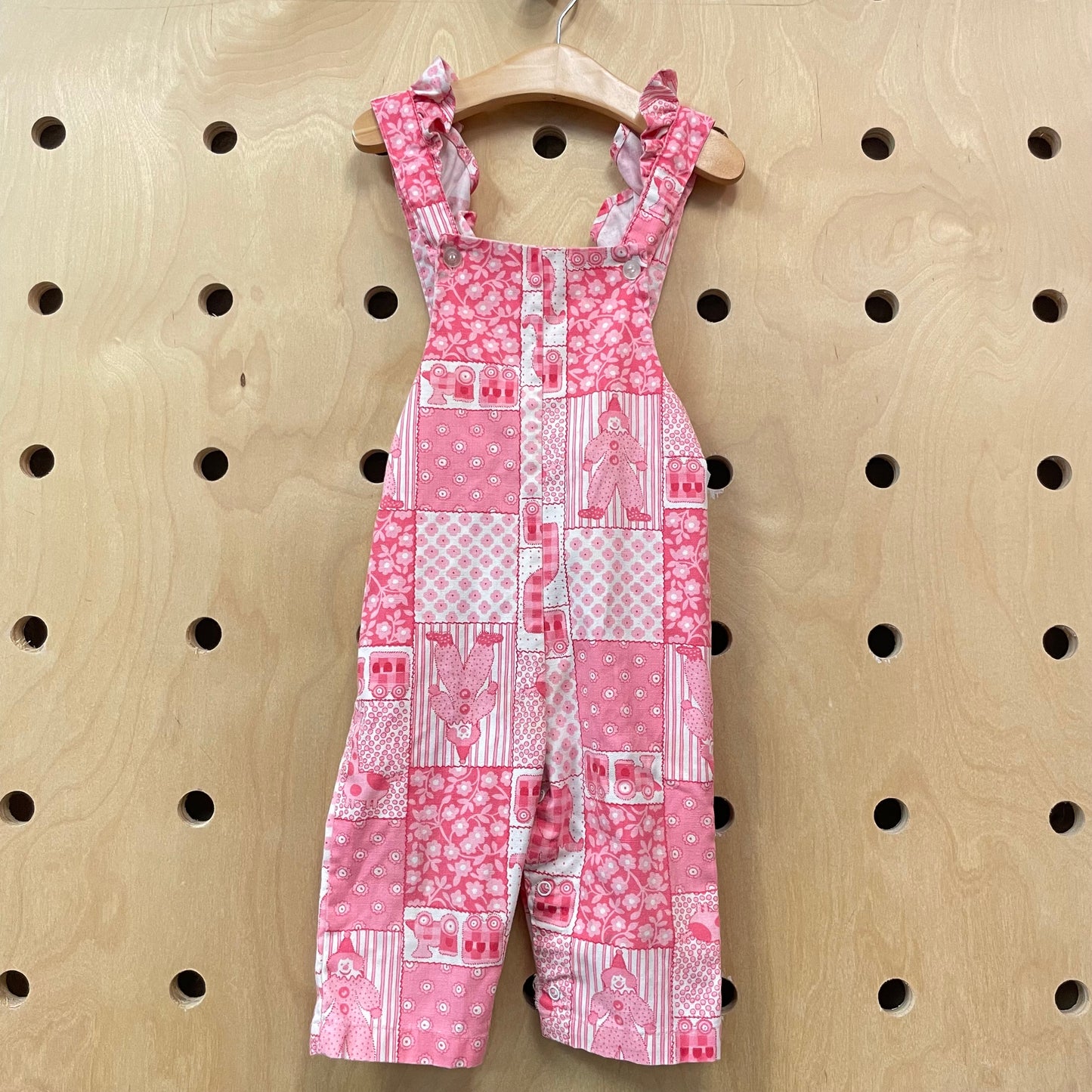 Health-Tex Pink Train & Clown Pinafore Romper