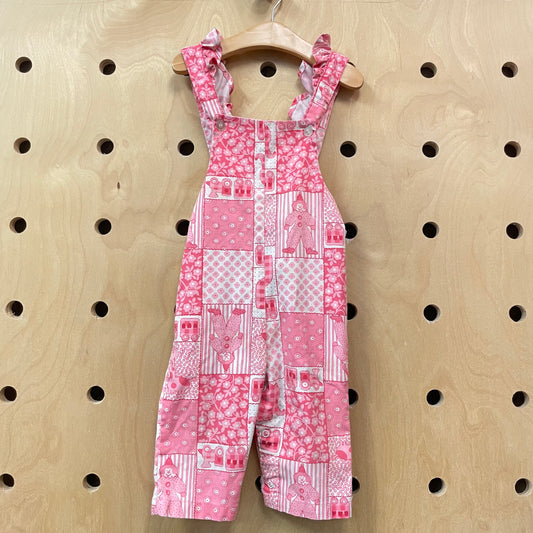 Health-Tex Pink Train & Clown Pinafore Romper