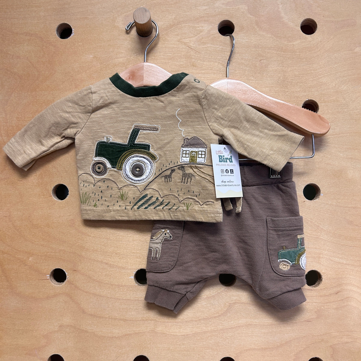 Brown/Green Tractor Buttons Outfit