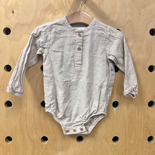 Cream Half Button Bodysuit