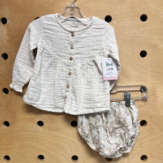 Gauze & Floral Bloomies Outfit