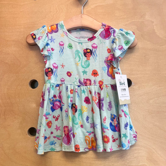 Mint Sealife/Mermaids Bamboo Dress