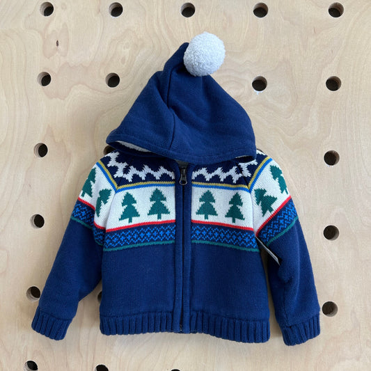 Holiday Tree Lined Knit Zip Hoodie