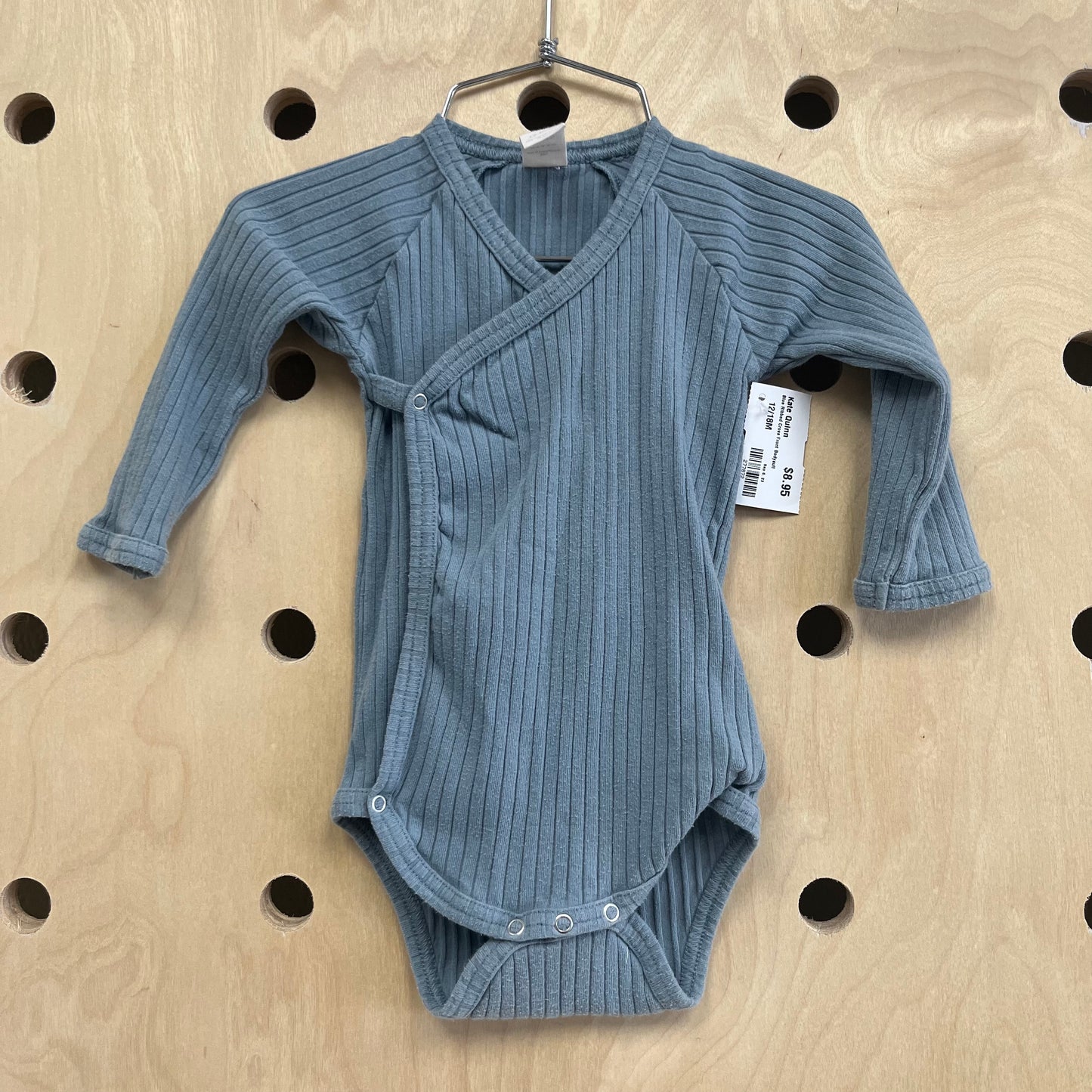 Blue Ribbed Cross Front Bodysuit