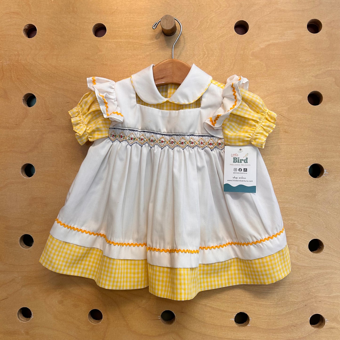 Yellow Gingham Smocked Dress