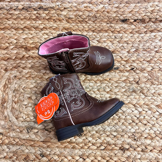 Brown & Pink Cowgirl Boots