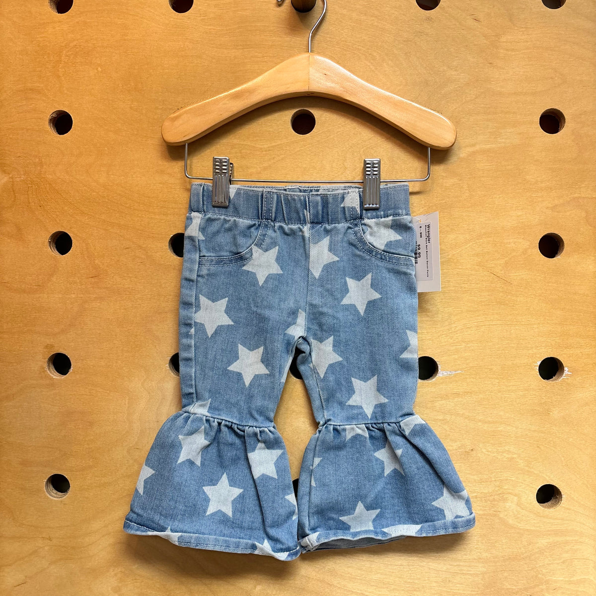 Bleached Stars Bell Bottom Denim Pants