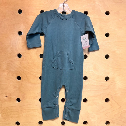 Organic Teal Snap Pocket Romper