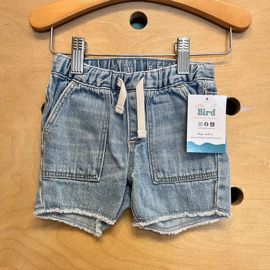 Drawstring Raw Hem Denim Shorts