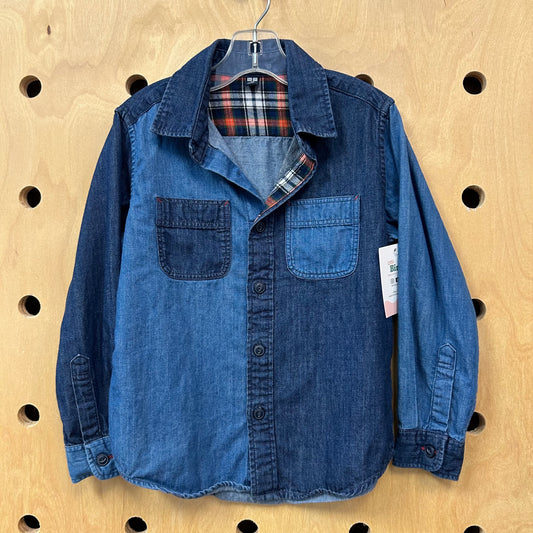 Mixed Denim Button Up Shirt