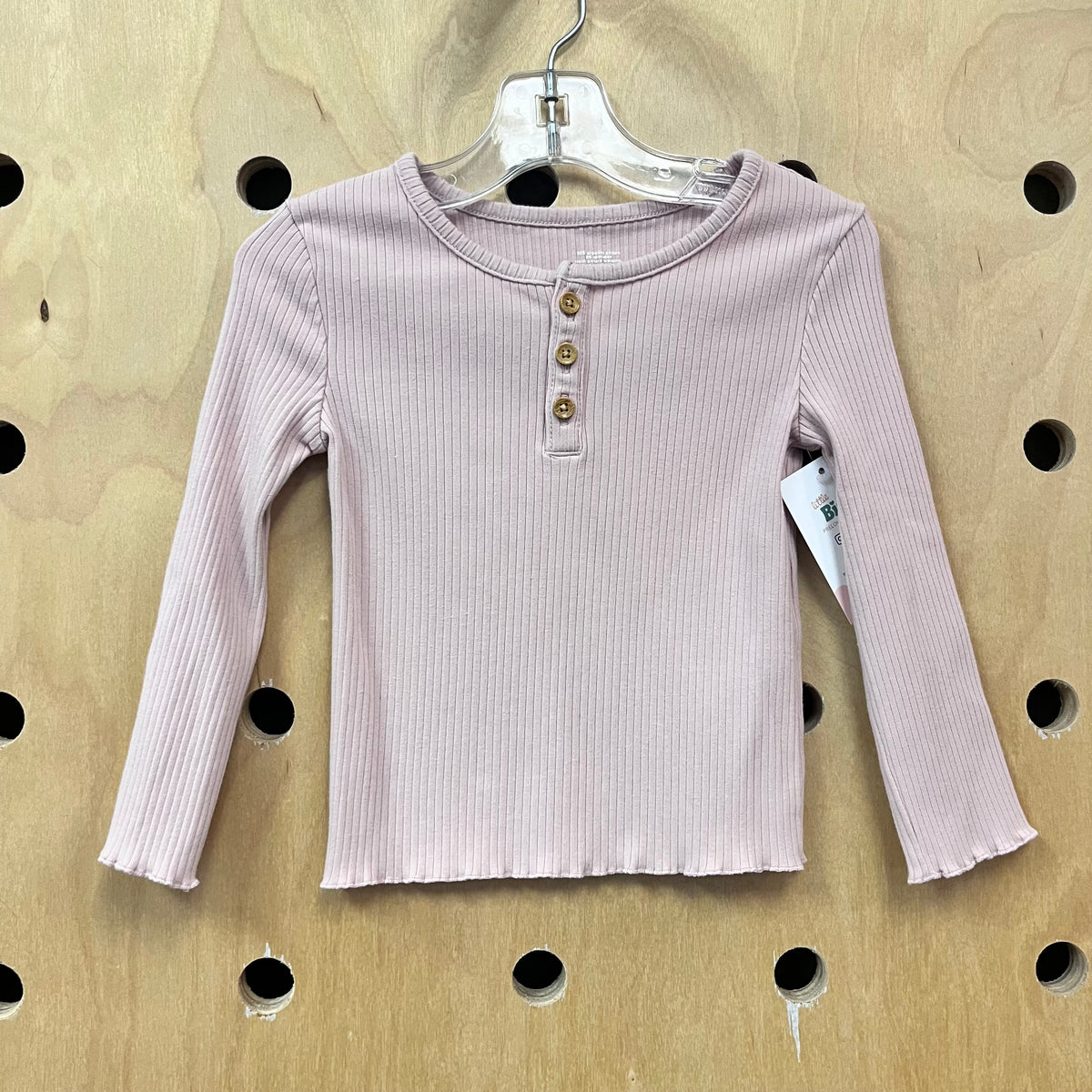 Organic Pink Ribbed Henley