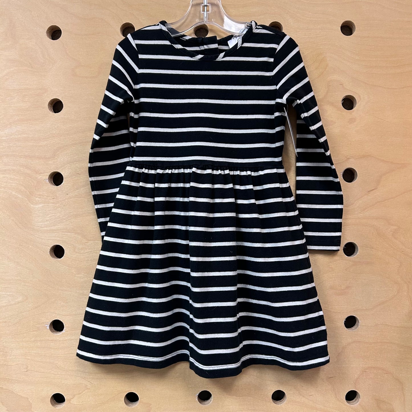 Black/White Striped LS Dress